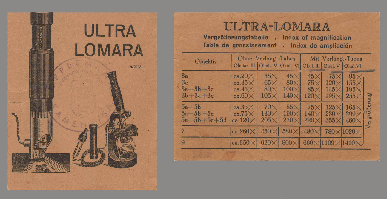magnification table for Ultralomara