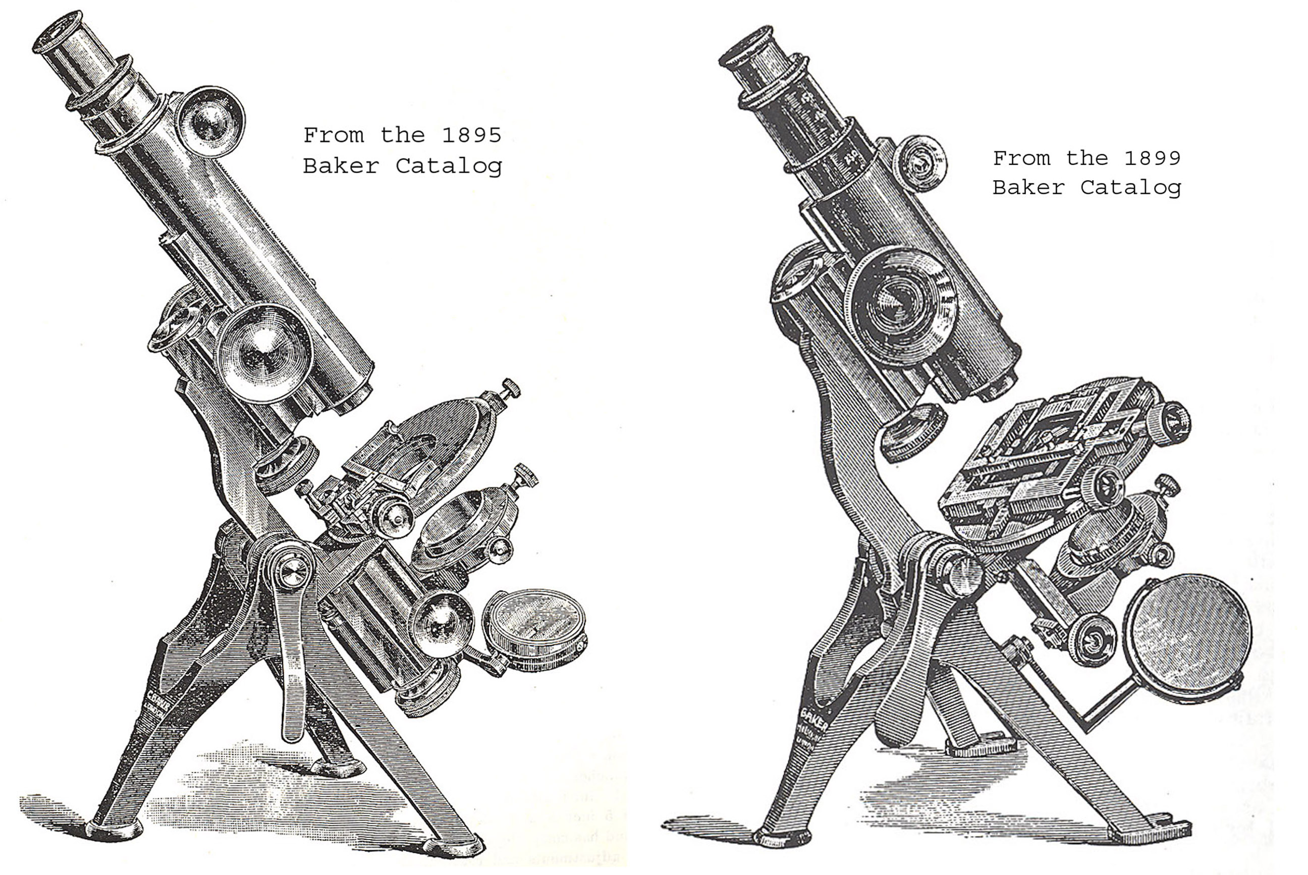 Illustrations of the Nelson No 2 microscope from the Baker 
catalogs of 1895 and 1899