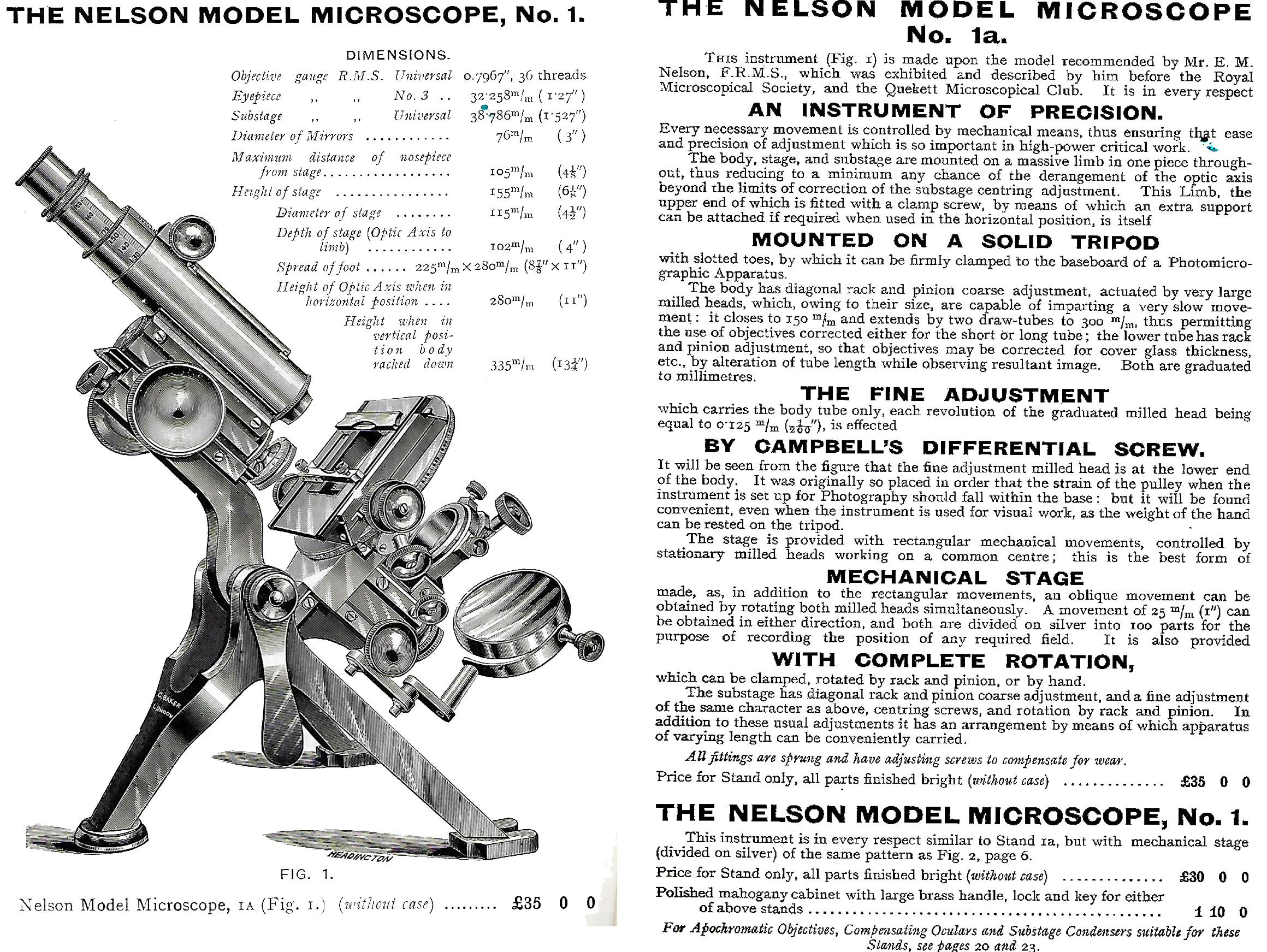 Nelson No 1 microscope from 1900