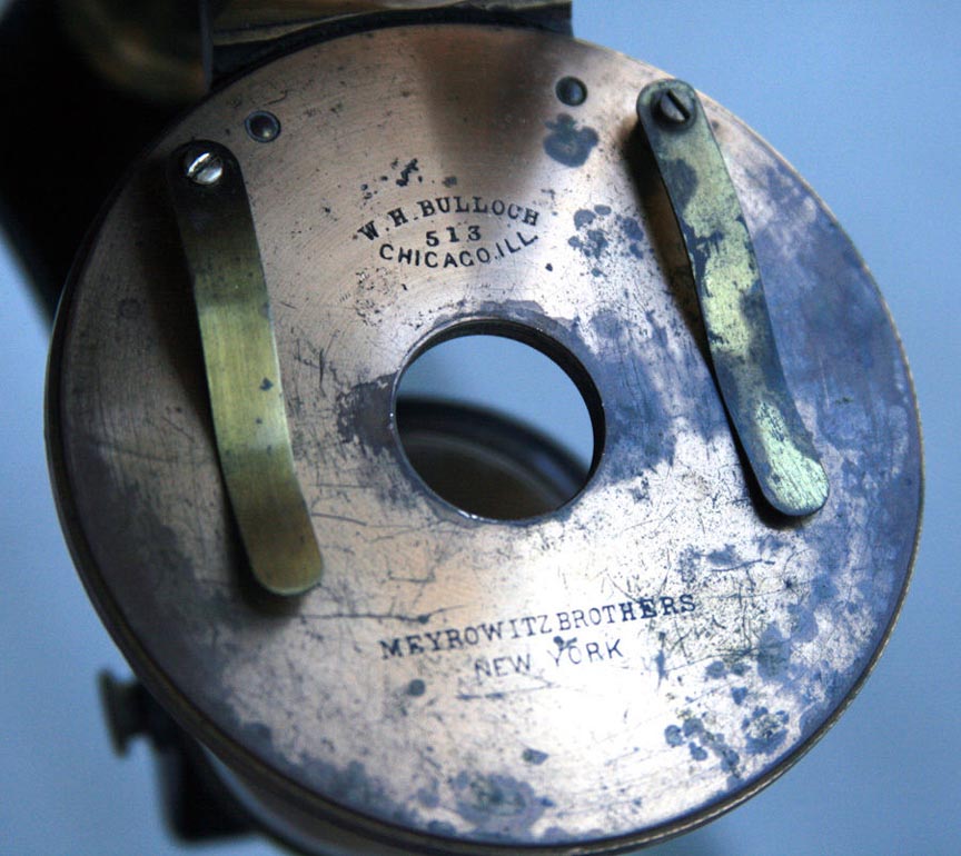 Bulloch Student Microscope Signature and Serial number on Stage, 3rd version