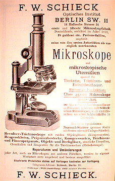 ad for Schieck Microscope