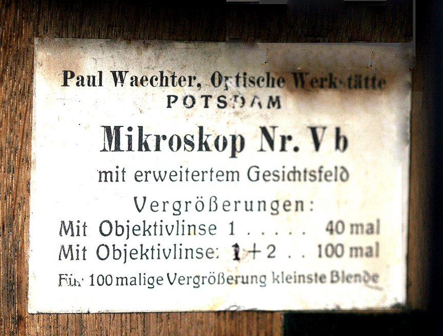 Paul Waechter Microscope Label