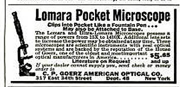 Ad for the Ultralomara microscope from December of 1934