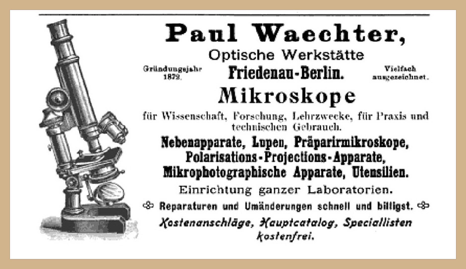 Paul Waechter Microscope Advertisement