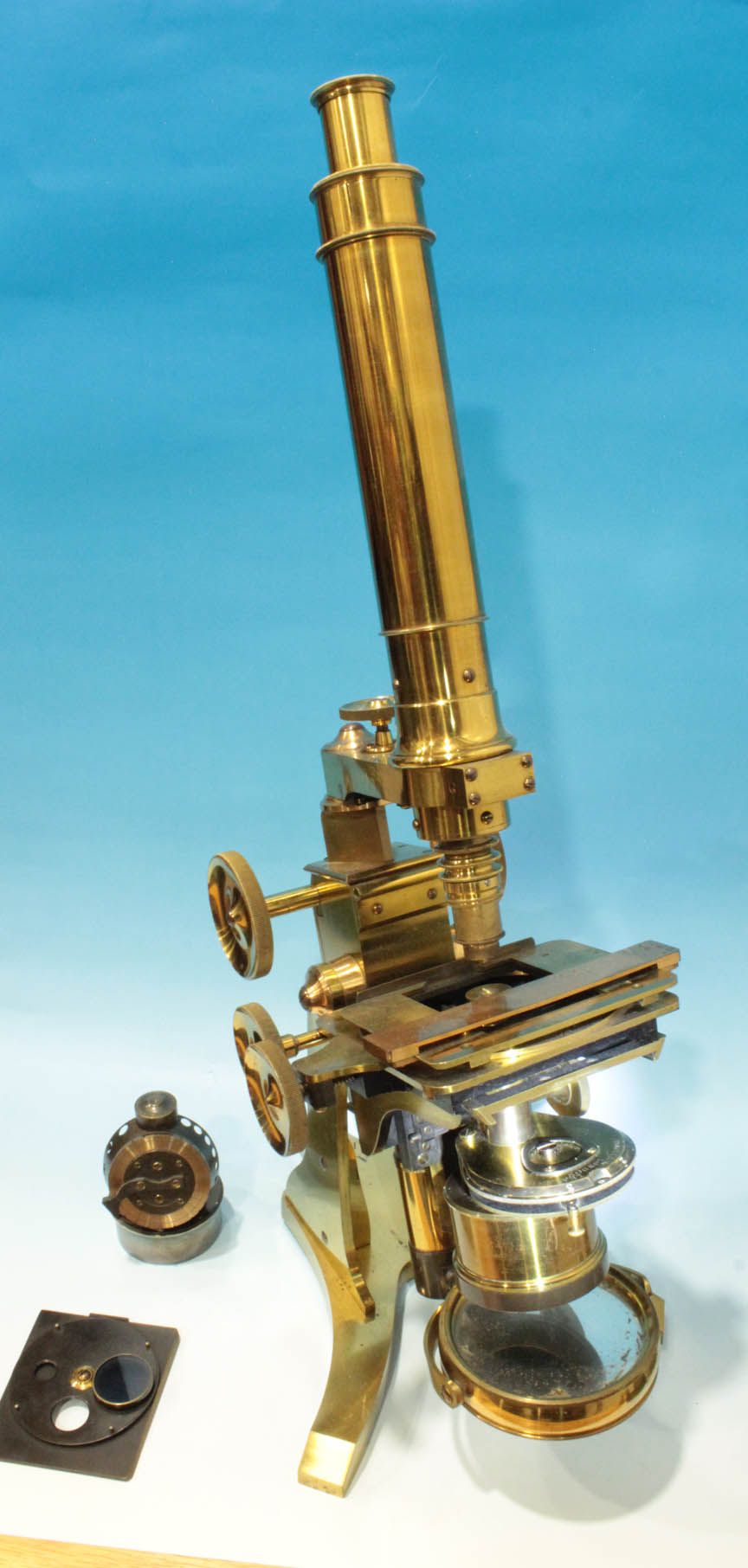 The Powell and Lealand microscope High Power Achromatic Condenser on Ross Microscope